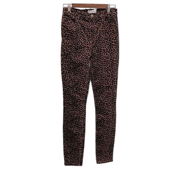 Loft Brown Corduroy Leopard Animal Print High Rise Waist Skinny Jeans Size 2​​​ - Picture 4 of 12